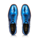 Navy Blue Metallic Brogue Shoes